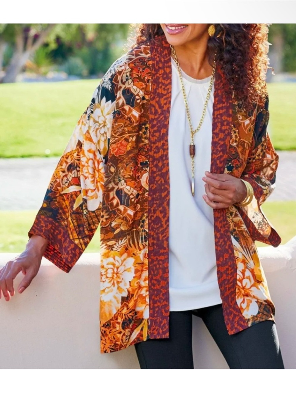 Soft Surroundings Ariah Kimono Topper Cardigan Duster One Size Bohemian Floral